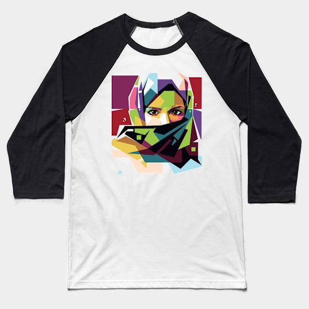 Hijab Woman WPAP Baseball T-Shirt by JakeRhodes